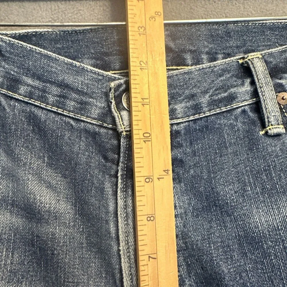 Polo Ralph Lauren Hampton Straight Jeans Mens 38x30 Blue Denim Whiskering Preppy